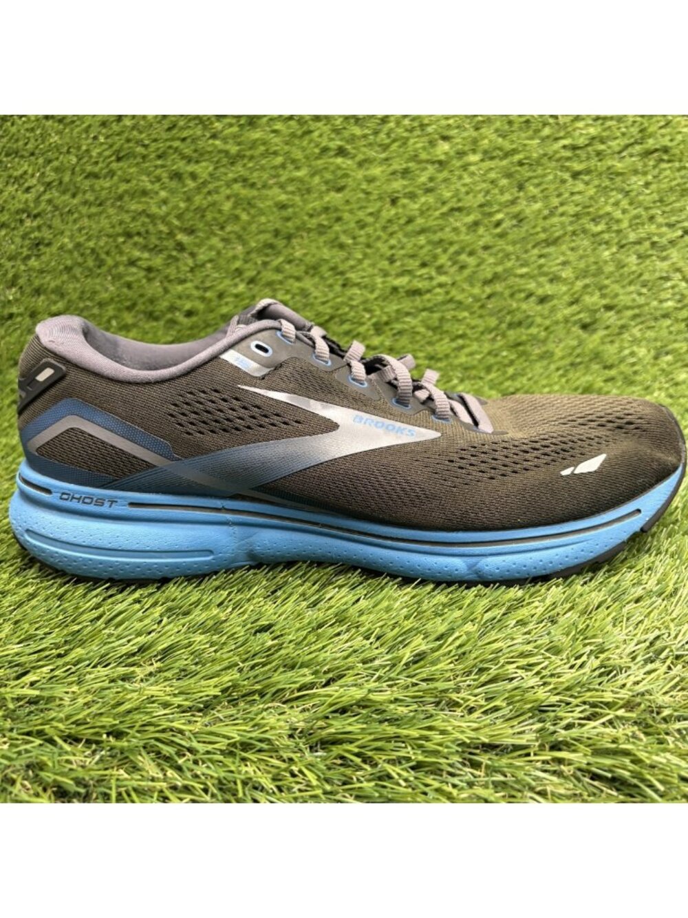 Brooks Ghost 15 Mens Size 10.5 Black Blue Gray Athletic Running Shoes Sneakers